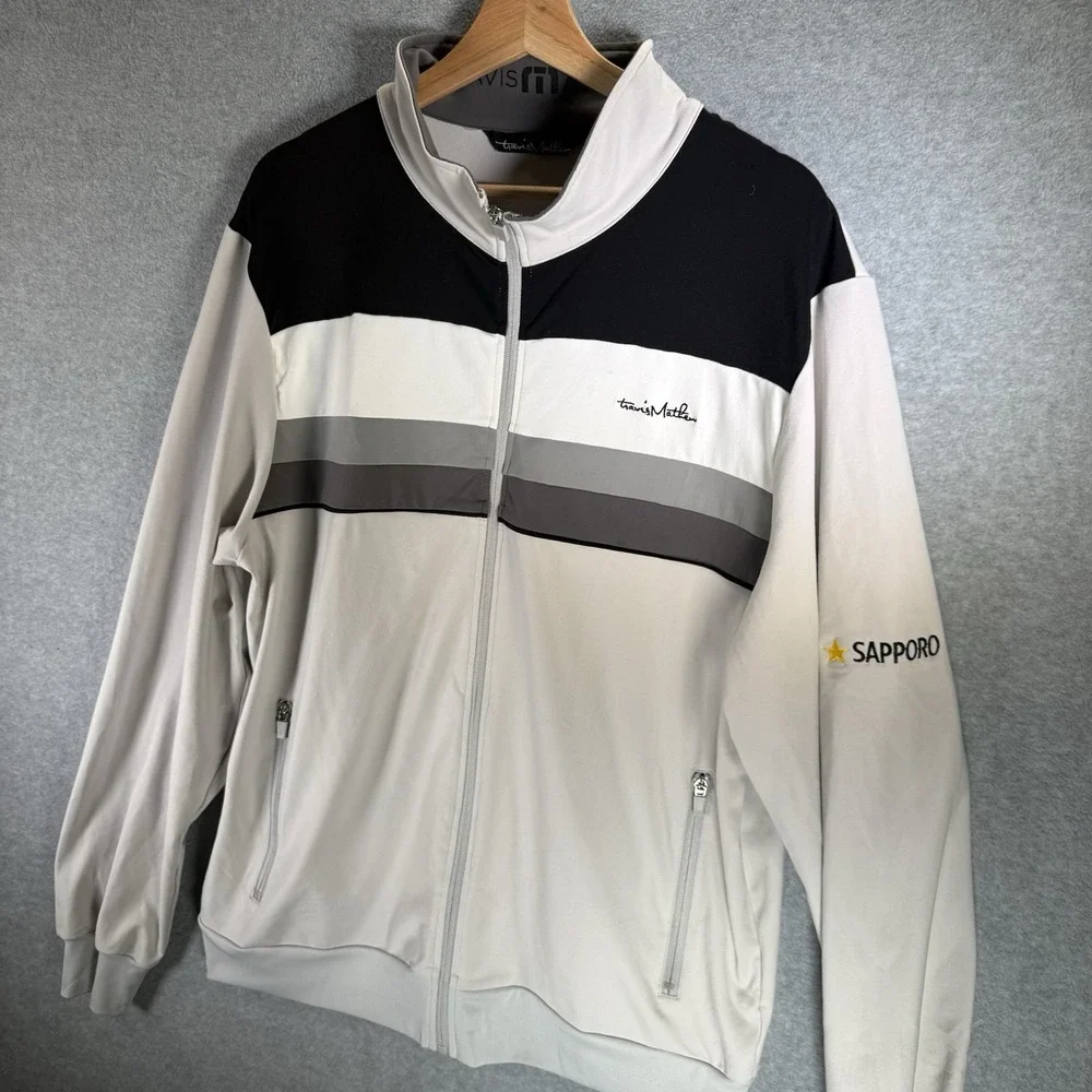 Travis Mathew Sapporo Golf Track Jacket Lightweight Mens XL Black Gray Full Zip